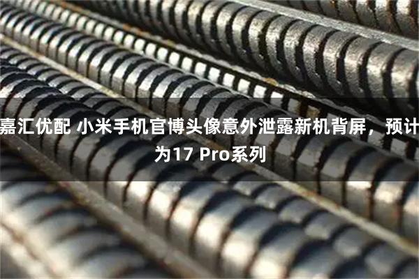 嘉汇优配 小米手机官博头像意外泄露新机背屏，预计为17 Pro系列