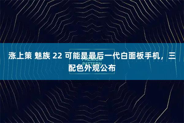 涨上策 魅族 22 可能是最后一代白面板手机，三配色外观公布