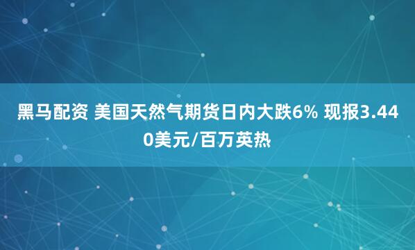 黑马配资 美国天然气期货日内大跌6% 现报3.440美元/百万英热