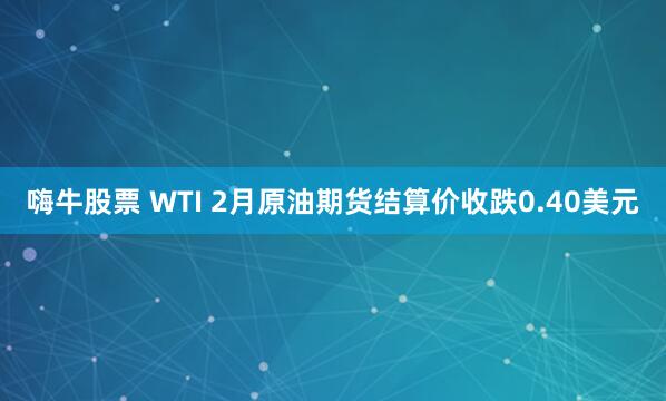 嗨牛股票 WTI 2月原油期货结算价收跌0.40美元