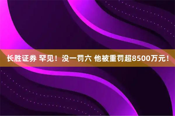 长胜证券 罕见！没一罚六 他被重罚超8500万元！