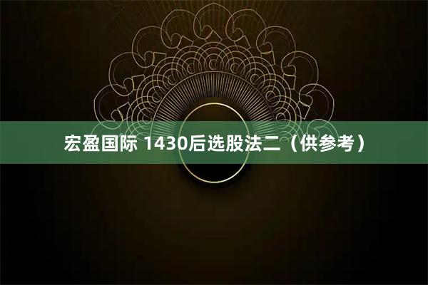 宏盈国际 1430后选股法二（供参考）
