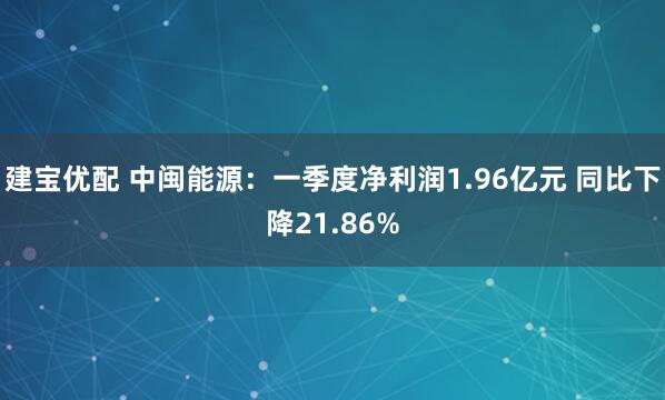 建宝优配 中闽能源：一季度净利润1.96亿元 同比下降21.86%